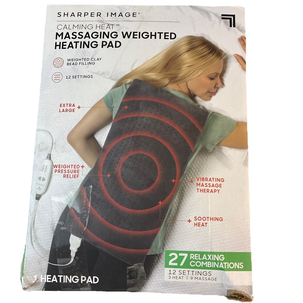 Sharper Image Calming Heat Massaging Weighted Heating Pad - 12" X 24" SEALED BOX